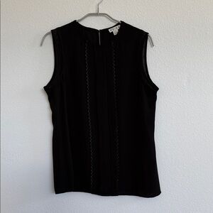 Reiss Black Sleeveless Scallop-Detail Shell Top